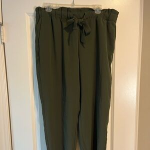 NWT LOFT Green High-Waisted Tie-Waist Trousers